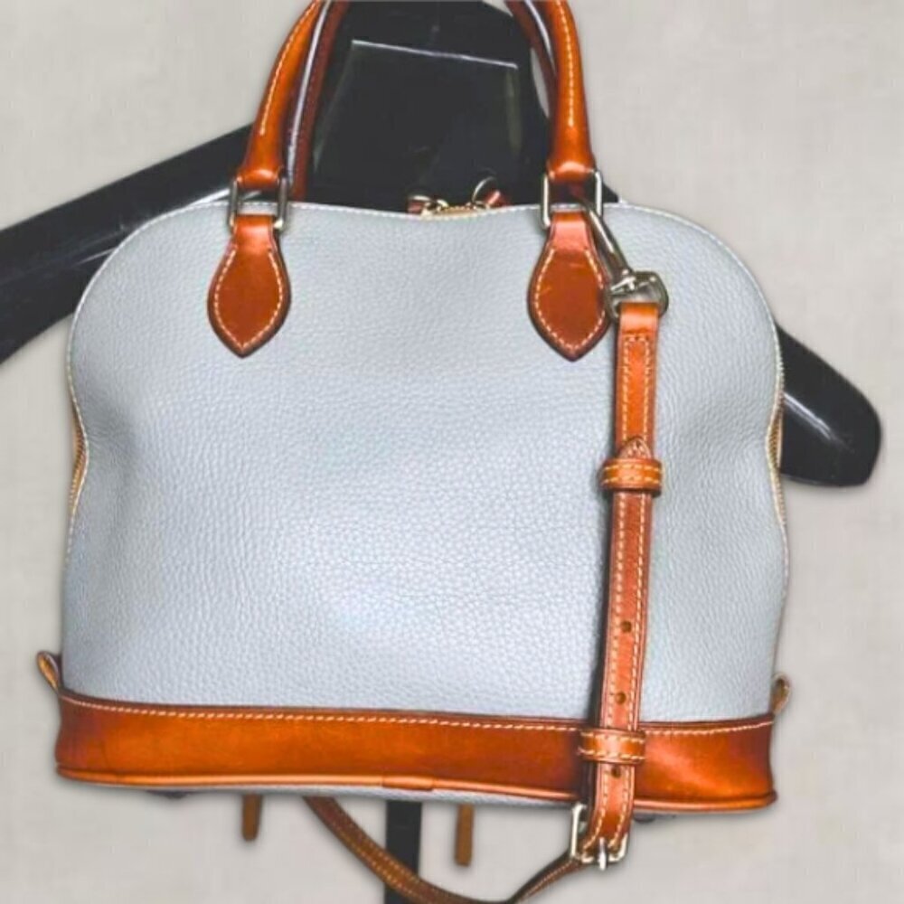 Dooney & Bourke Satchel Bag Zip Zip Dome Crossbody Pebble Grain Leather Oyster - Picture 3 of 13